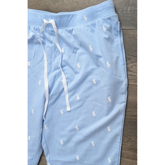 Polo Ralph Lauren Men's Sz L All Over Pony Jersey Knit Sleep Jogger Pants Blue - Picture 3 of 6